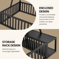 thumbnail image 4 of Aukfa Twin Size Metal Bed Frame, Montessori Floor Bed with Desk and Storage Shelves for Kids Toddler, Black, 4 of 8