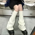 thumbnail image 4 of XDIAHBPL Socks For Women Japanese Style Flared Shape Long Student Leg Elastic Cuffs Solid Color Striped Loose Knitted Leg Stockings For Women White, 4 of 7