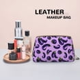 thumbnail image 4 of Eggplant Print purple Makeup Bag, Large Capacity Travel Cosmetic Bag for Women Girls- Travel Toiletry Bag Leather Portable Waterproof Makeup Case Organizer with Handle, 4 of 4