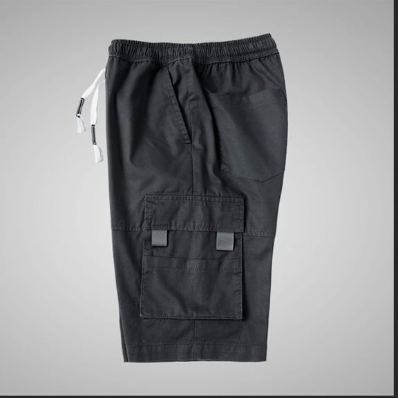 YOSADIER Men's Black Breathable Short Pants with Adjustable Waistband Comfortable Leisure Shorts