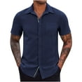 thumbnail image 3 of BiZtdJrK Men's Casual Button Down Short Sleeve Shirts Loose Casual Business Shirts 2024 Classic Fit Shirts Prime&nbsp;Deals&nbsp;Today&nbsp;Clearance Navy XXL, 3 of 7