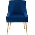thumbnail image 5 of Contemporary Modern Urban Designer Dining Kitchen Room Side Dining Chair, Velvet Fabric Stainless Steel Metal, Navy Blue, 5 of 6