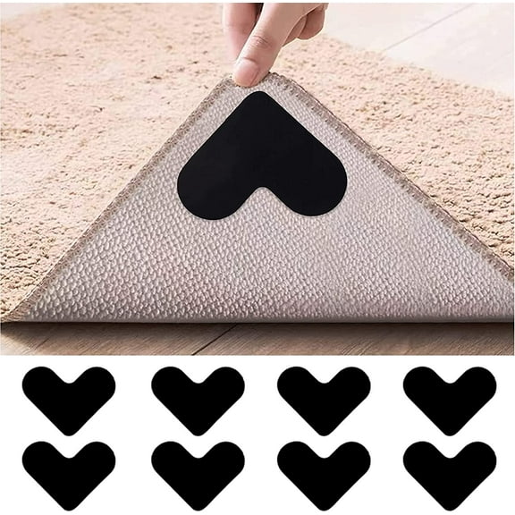 8 Pack Rug Gripper, Reusable Washable Rug Tape, Double Sided Non-Slip Rug Pads Carpet Stickers for Hardwood Floors, Area Rugs, Tile