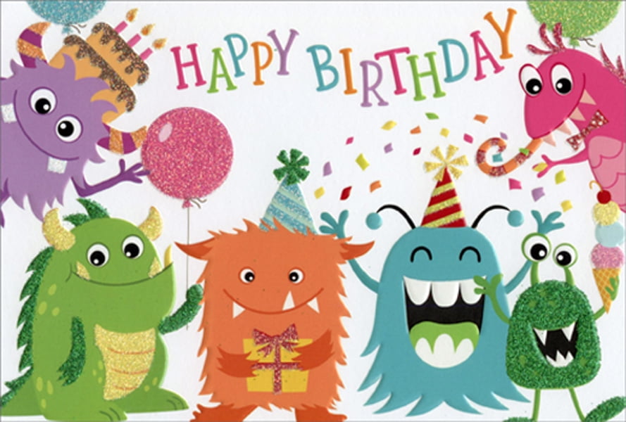 Pictura Birthday Monsters Juvenile Kids Birthday Card