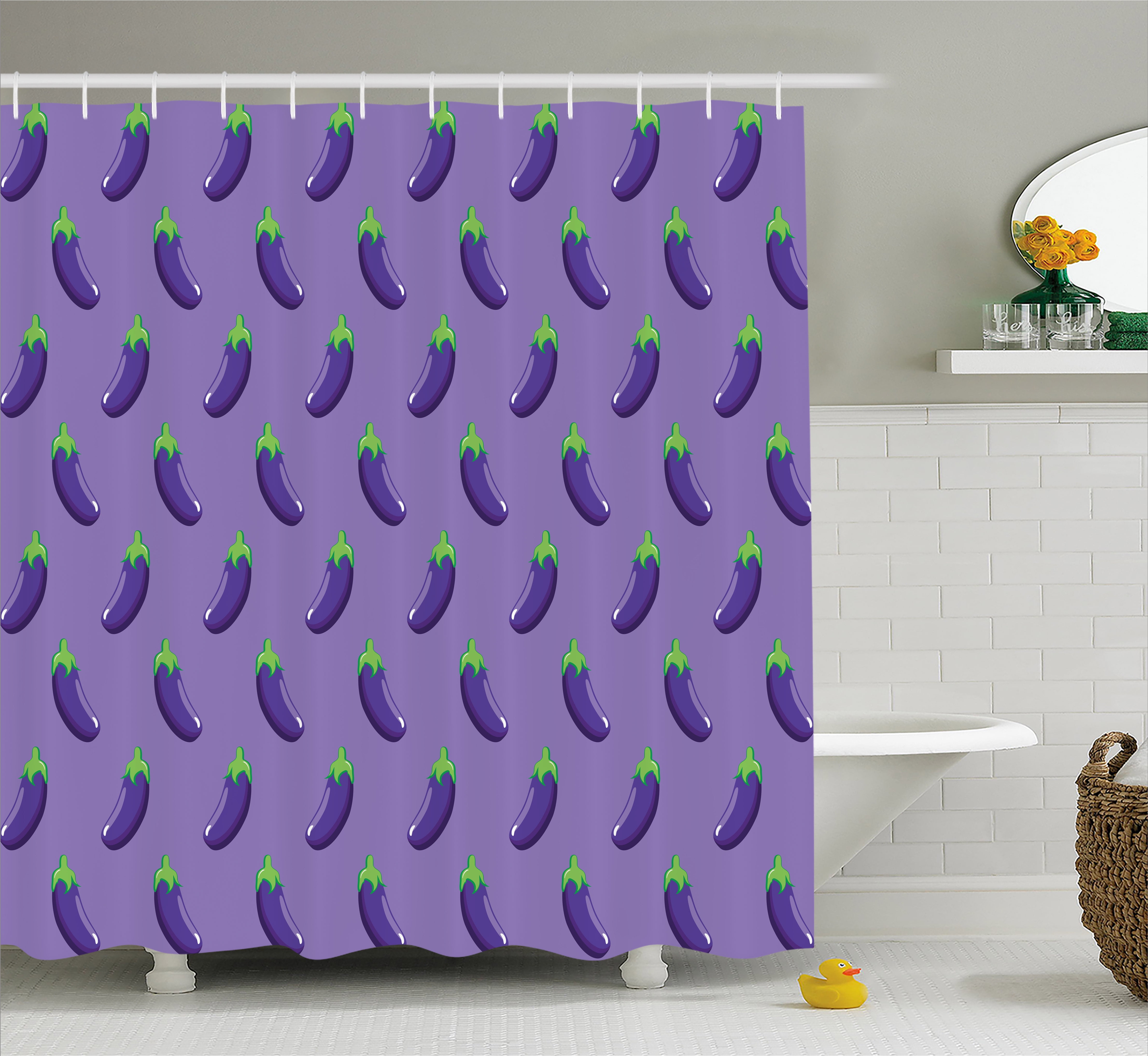 Eggplant Shower Curtain, Appetizing Eggplants in Order Symmetrical