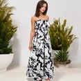 thumbnail image 2 of Women's Tube Ruffle Detail Layered Floral Print Flared Maxi Vacation Dress - Small, Black, 2 of 7