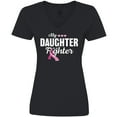 thumbnail image 3 of Inktastic Breast Cancer Awareness My Daughter is a Fighter Women's V-Neck T-Shirt, 3 of 5