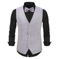 thumbnail image 1 of pstuiky Camisetas sin mangas para hombre, Blusa sin mangas con cuello en V, botones y pajarita con bolsillos estampados a la moda para hombre Camisas para hombres m, 1 of 3
