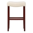 thumbnail image 3 of 29" Upholstered Saddle Seat Bar Stool in Beige, 3 of 8