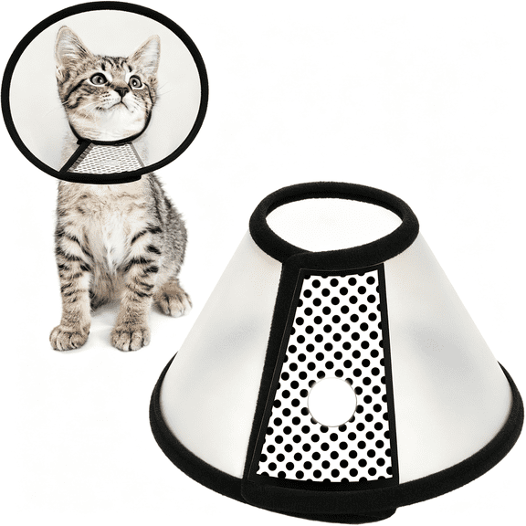 XIRQI Adjustable Recovery Pet Cone E-Collar for Cats Kittens Rabbits, Plastic Elizabeth Protective Collar Wound Healing Practical Neck Cover, Neck Girth 6.1 in