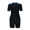 thumbnail image 6 of LOPECY-Sta One Piece Swimsuit for Women Short Sleeve Colorblock Zipper Front Sport One Piece Swimsuit Shorts Romper Bathing Suit Swimwear, 6 of 9