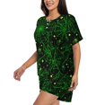 thumbnail image 2 of Kdxio Green Bright Web with Spiders Print Pajamas Sets for Women Short-Sleeved Pjs with Lounge Shorts Two Piece Sleepwear S-4XL, 2 of 8