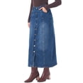 thumbnail image 4 of INSPIRE CHIC Denim Skirt for Women Midi Length Button Down H Line Long Jean Skirts XS Blue, 4 of 6