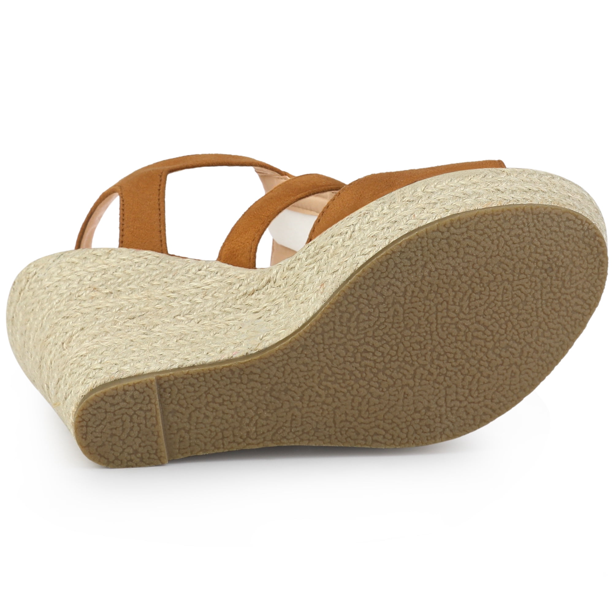 DARING DIVA Women's Wedges Zipper Sandals Platform Wedges Heels Sandals Brown 7.5