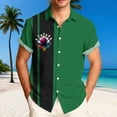 thumbnail image 1 of Ceisia Men's Summer Casual Loose Fit Short Sleeve Turndown Collar Shirt Green Black Stripe Bowling Print 4-Way Stretch Fabric Purple L Gifts, 1 of 6