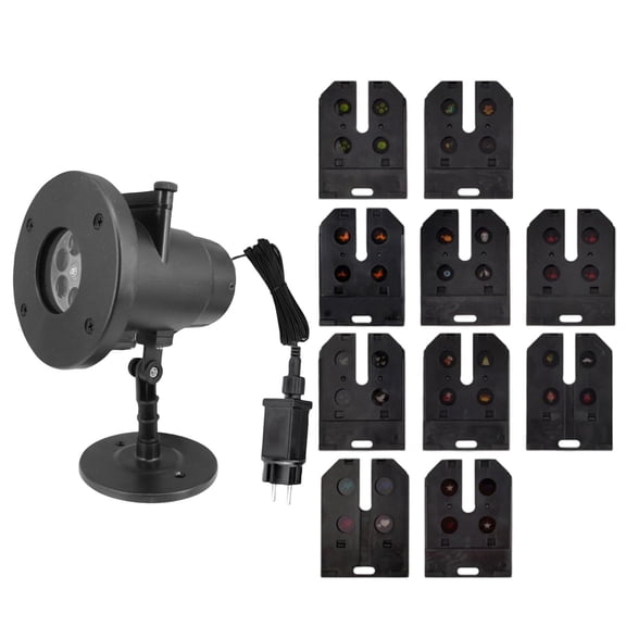 Halloween Projector Outdoor Led Light Projector, 10 Interchangeable Slides for Outdoor Yard Wall Decor, Outdoor Halloween Decorations for Party, Waterproof Seasonal Home Decor