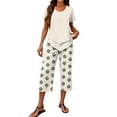 thumbnail image 3 of Capri Sets 2 Piece Plus Size Summer Outfits Asymmetric Top with Wide-Leg Cropped Pants, 3 of 6