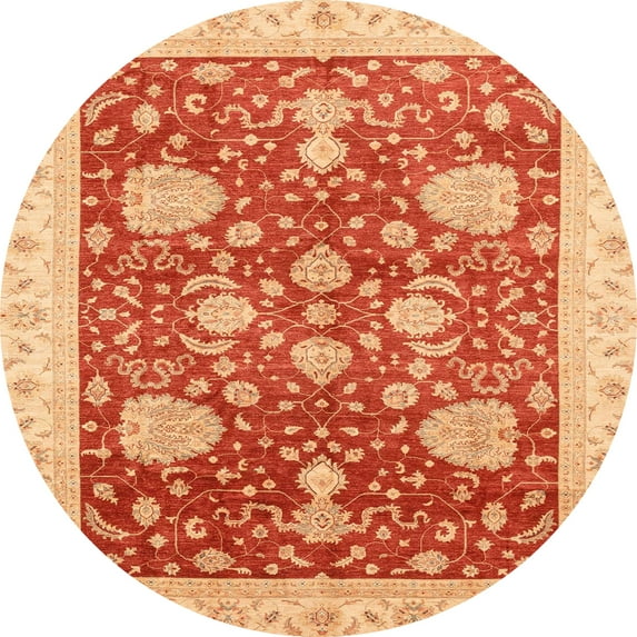 Ahgly Company Indoor Round Abstract Scarlet Red Oriental Area Rugs, 4' Round