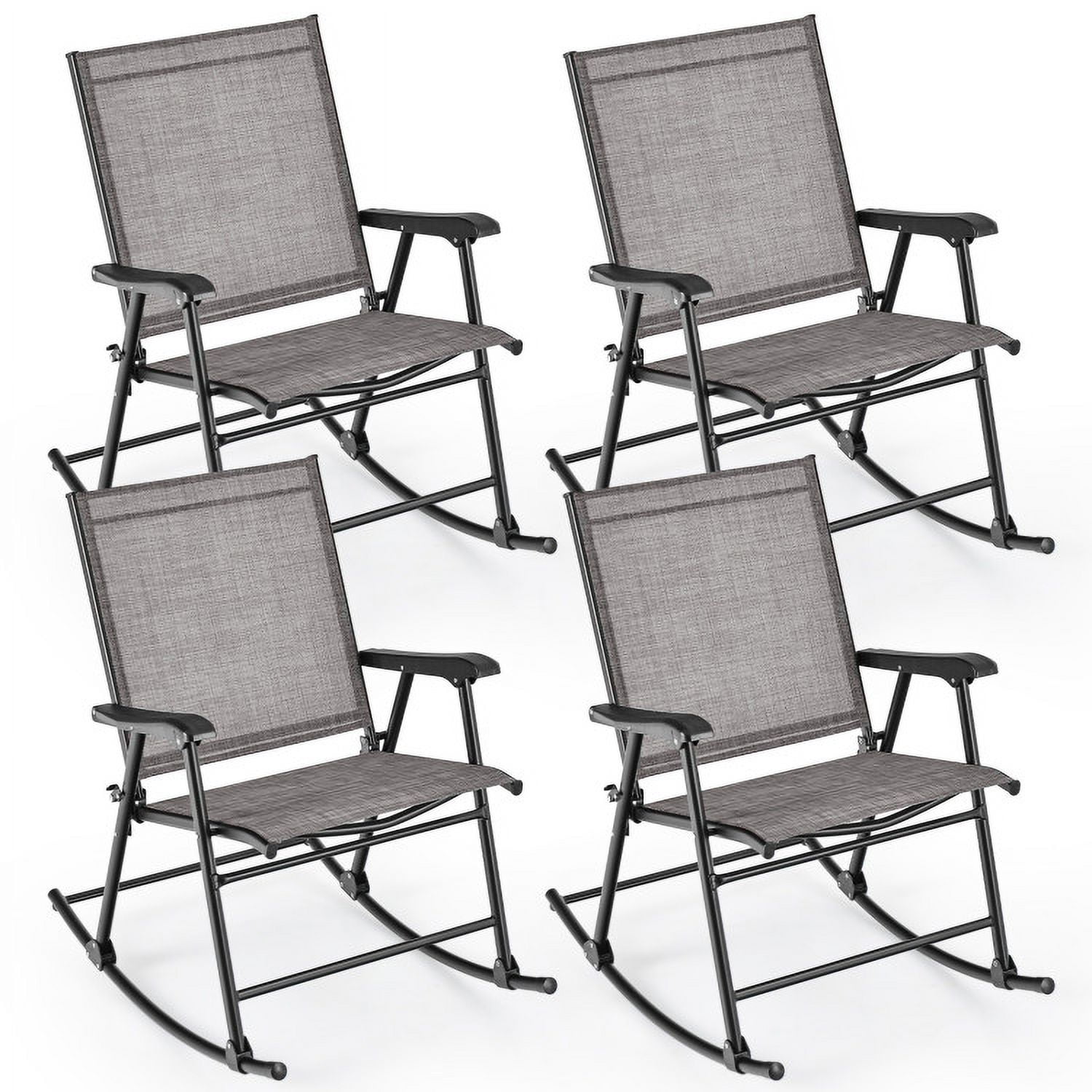 Aimee Lii 3 Pieces Outdoor Zero Gravity Rocker for Lawn, Porch, Backyard, Comfortable, Gray