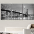 thumbnail image 2 of wall26 Canvas Print Wall Art Set Black & White Manhattan Bridge in NYC Architecture & Maps Cityscape Photography Realism Rustic Scenic Relax/Calm for Living Room, Bedroom, Office - 24"x36"x3 Panels, 2 of 5