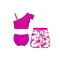 thumbnail image 2 of Yanarno Kids Girls 3Pcs Tropical Trees Print Rash Guard Swimsuit Sleeveless Sun Protection Beachwear Bathing Suit Hot Pink 14, 2 of 5