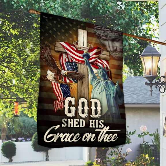 FLAGWIX US Flag - God Jesus Flag God Shed His Grace On Thee MLH2122F - House Flag (29.5" x 39.5")