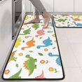 thumbnail image 2 of Dinosaur and Flower White Pattern Anti Fatigue Kitchen Rugs Set Of 2, Non Slip Washable Decorative Floor Mats for Sink Laundry and Home Use, 17"x47", 2 of 5