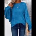 thumbnail image 4 of Suéter Básico Tipo Túnica para Mujer, Talla Grande, Larga, Holgado, Elegante, Cuello Redondo. Azul Real XXL, 4 of 8