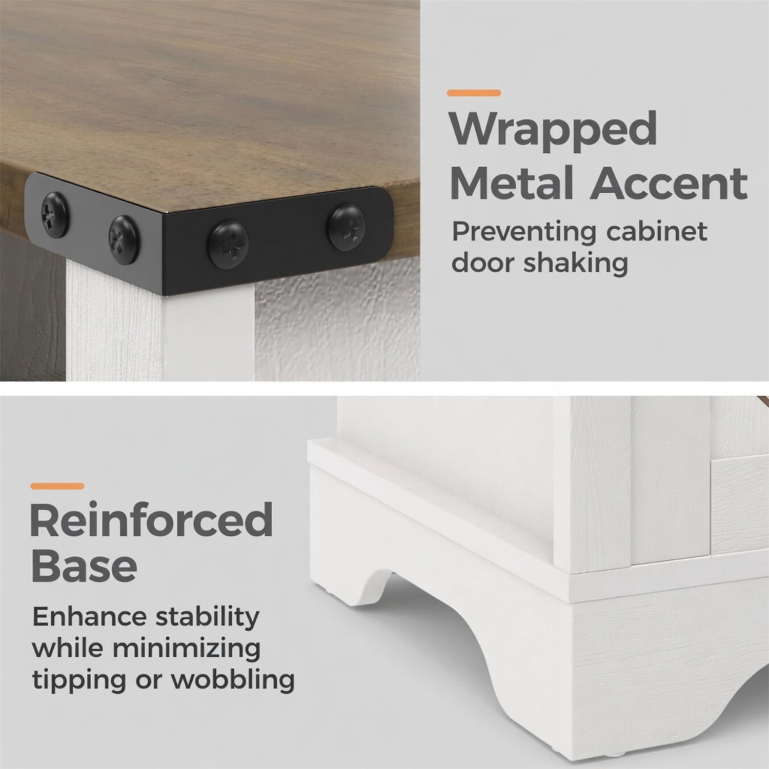 Hommoo 16" Farmhouse Nightstand Bedsude Tabke Sofa End Table with Charging Station & Shelf Storage, White & Rustic Oak