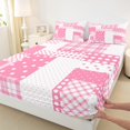 thumbnail image 3 of Manfei Modern Geometric Grid Twin Sheet Sets,Geometric Spot Aesthetic Twin Fitted Sheet,Pink White Checkered Flat Sheet For Teens Girl,Luxury Bedroom Decor,3 Pieces, 3 of 7