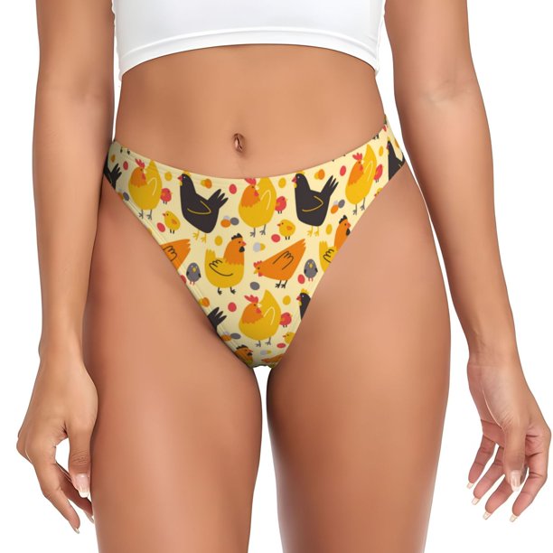 Fotbe Funny Chicken Tanga Sin Costuras para Mujer con Estampado – Panties Invisibles, Transpirables y Cómodos para Uso Diario-XX-Large