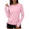 thumbnail image 6 of Hilenly Rash Guard for Women Long Sleeve UPF 50+ Swim Shirts Side Drawstring SPF UV Shirts with Thumb Hole Sun Protection Clothing, 6 of 9