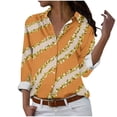 thumbnail image 2 of Fiudx Tops para Mujer Camisa con Botones de Solapa Estampada Serie Naranja Informal Regular de Manga Larga para Mujer, 2 of 4