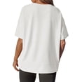 thumbnail image 3 of Short Sleeve Women Solid Casual Loose Side Split Shirt Tops, 3 of 6