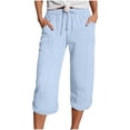 thumbnail image 3 of Axiiglly Capri Pants for Women, Drawstring High Waist Workout Capris with Pockets, Lightweight Solid Color Outdoor Capri Pants, S-2XL, 3 of 6