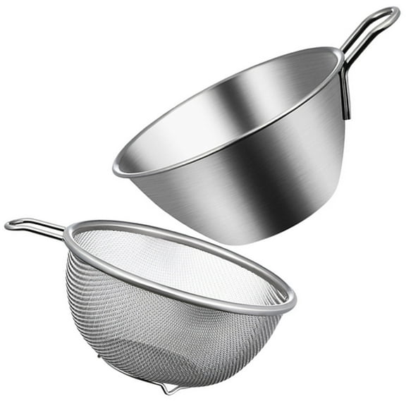 1 Set Colander with Bowl Fine Mesh Strainer Stainless Steel Strainer Kitchen Mixing Bowl Basin