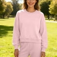 thumbnail image 4 of Womens Crop Sweatshirts without Hood Casual Crewneck Plain Pullover Loose Fit Long Sleeve Athletic Sports Tops (XL, Pink), 4 of 7