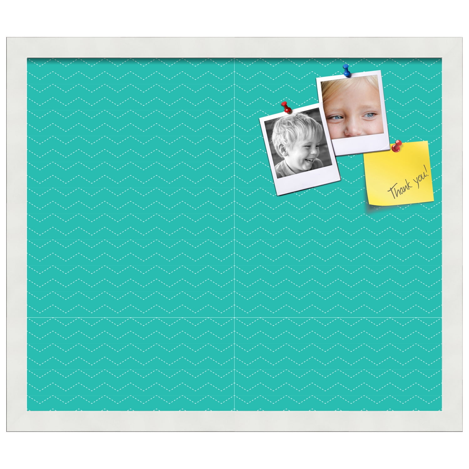 PinPix ArtToFrames 18x15 Custom Cork Bulletin Board    Poster Board Has a Fabric Style Canvas Finish, Framed in Satin White Frame (PinPix-650)