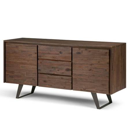 Metal Sideboard Buffet Brooklyn + Max Fulton Solid Acacia Wood and Metal 60 inchWide Modern Industrial Sideboard Buffet in Distressed Charcoal Brown ()