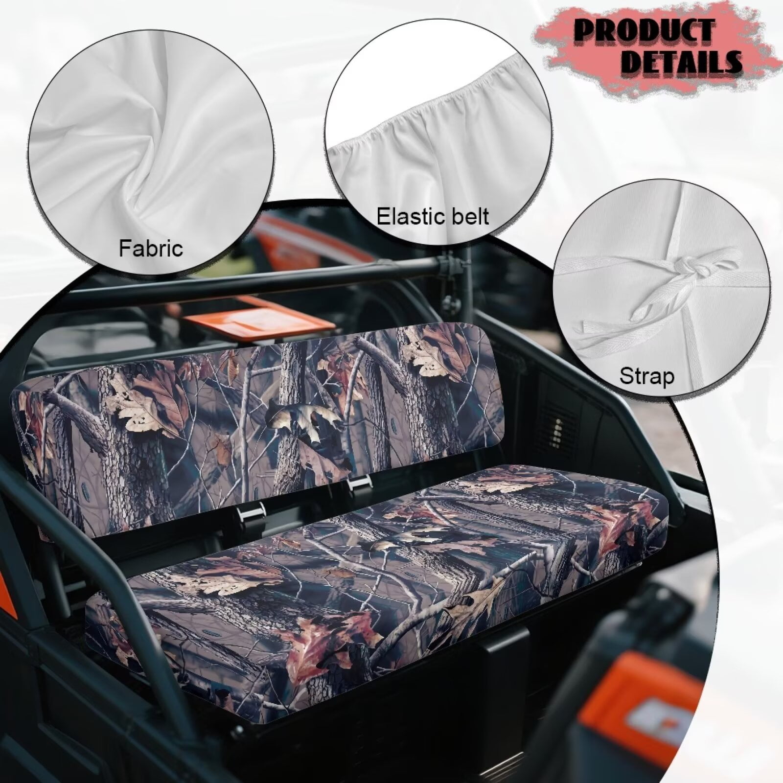 Yuyamidu Retro Camo Hunting UTV Seat Covers Powersports Bench Seat Covers 4 Wheeler Accessories Dog Seat Cover Compatible with Kawasaki Mule 4010 4x4 FE 2025 2023 2022 2021