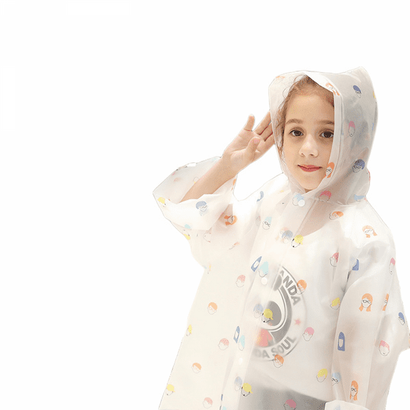 Kids Rain Ponchos Reusable Raincoats Portable Rain Wear with Hat Hood Unisex for 6-12 Years Old Children（size L）