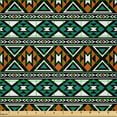 thumbnail image 2 of Ambesonne Bohemian Fabric by the Yard Microfiber, Tribal Symbols Triangles, 2 Yards, Paprika Teal White, 2 of 2