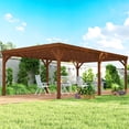 thumbnail image 3 of Outsunny 12' x 20' Outdoor Wooden Pergola, Grape Vine Gazebo with Concrete Anchors for Garden, Patio, Backyard, Deck, Brown, 3 of 10