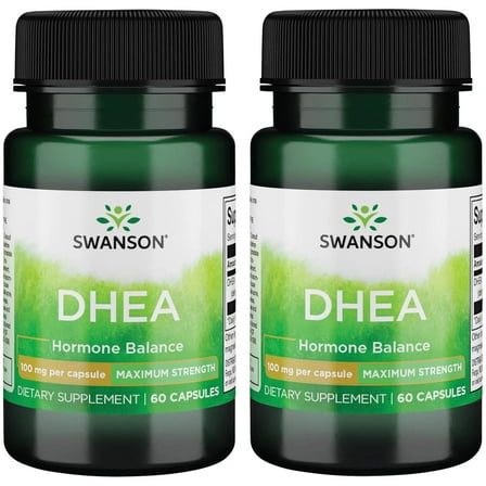 Swanson DHEA - Natural Supplement to Support Healthy Aging - Supports Hormone Balance and Immune Support - Helps Maintain Energy and Drive - (60 Capsules, 100mg Each) (2 Pack)