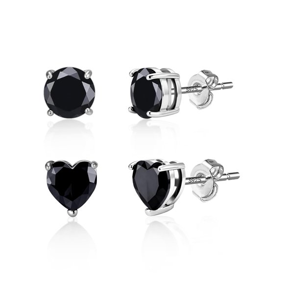Pendientes de tuerca ALEXCRAFT de plata de ley 925 negra para hombre y mujer