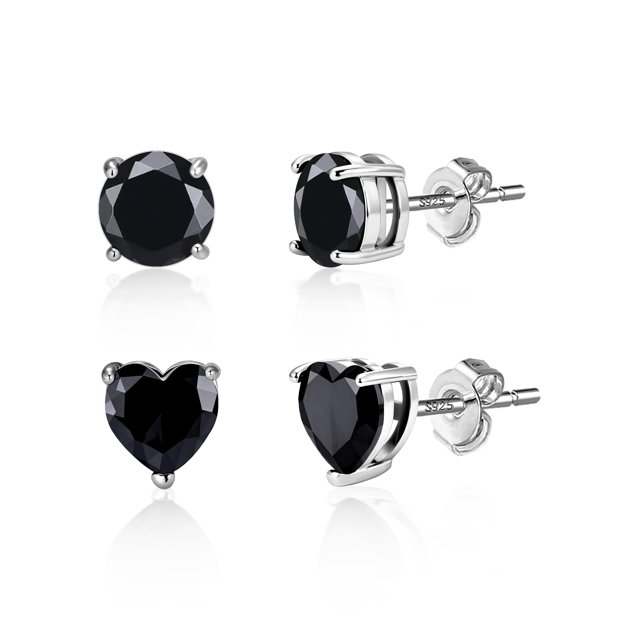 Pendientes de tuerca ALEXCRAFT de plata de ley 925 negra para hombre y mujer