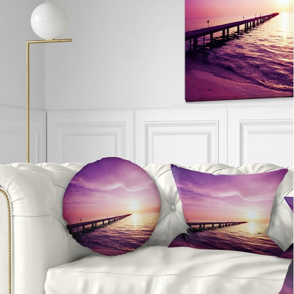 Designart 12" x 20" Purple Polyester Throw Pillow