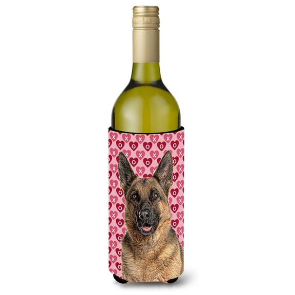 Hearts Love and Valentines Day German Shepherd Wine Bottle Hugger