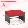 thumbnail image 3 of Gymax 2 Pieces Patio PE Rattan Ottomans with Soft Zippered Cushions for Deck Red, 3 of 9