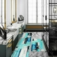 thumbnail image 4 of Turquoise Teal Modern Abstract Kitchen Rug Set,Black Grey Artistic Painting Decorative Runner Rugs with Rubber Backing,Throw Rugs Washable for Kitchen Sink,Laundry Room,Standing Desk,Boho, 4 of 6